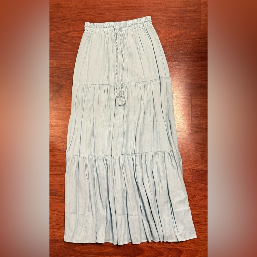 Divided Light Blue Midi Skirt - XS